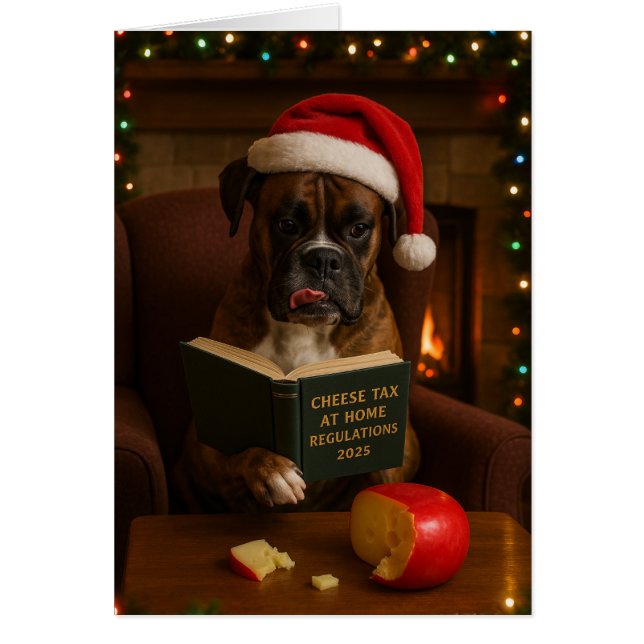 Boxer 'Cheese Tax' Christmas card (Front)
