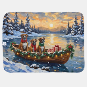 Boxer Christmas Boat Holiday Baby Blanket