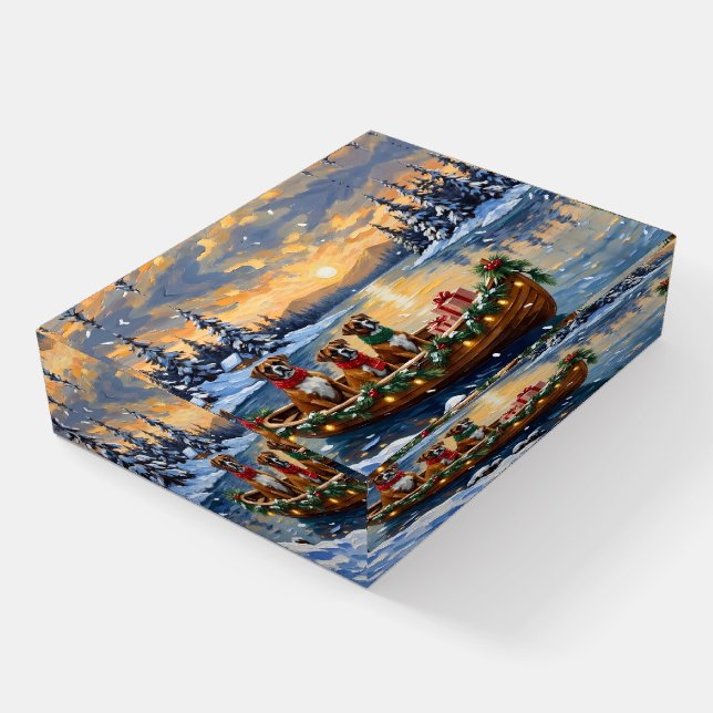 Boxer Christmas Boat Holiday Paperweight (Angled)