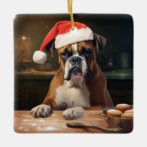 Boxer Christmas Cookies Festive Holiday Ceramic Ornament
