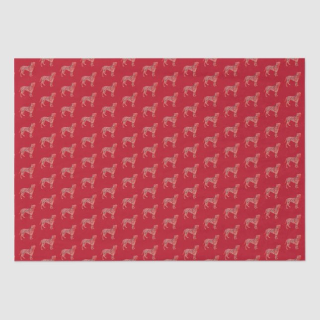 Boxer Christmas Dog Cute Silhouette Red Tissue Paper (Front)