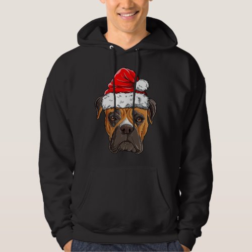 boxer christmas dog santa hat xmas boys kids girls hoodie