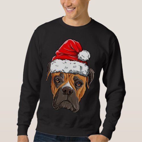 boxer christmas dog santa hat xmas boys kids girls sweatshirt