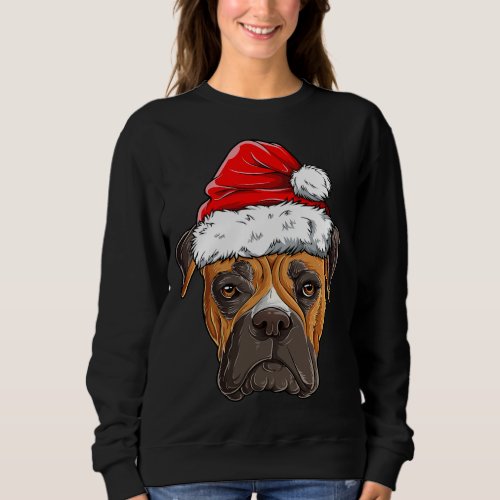 boxer christmas dog santa hat xmas boys kids girls sweatshirt