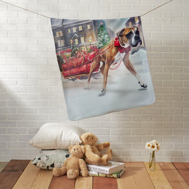 Boxer Christmas Festive Season Baby Blanket (In Situ)