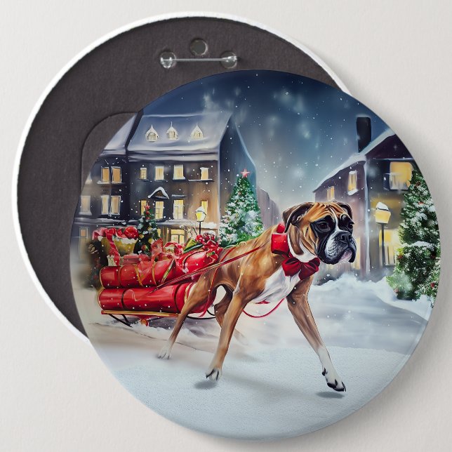 Boxer Christmas Festive Season Button (Front & Back)