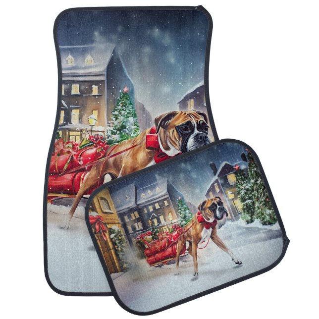 Boxer Christmas Festive Season Car Floor Mat (Set)