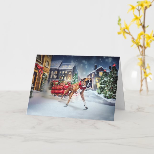 Boxer Christmas Festive Season Card (Yellow Flower)