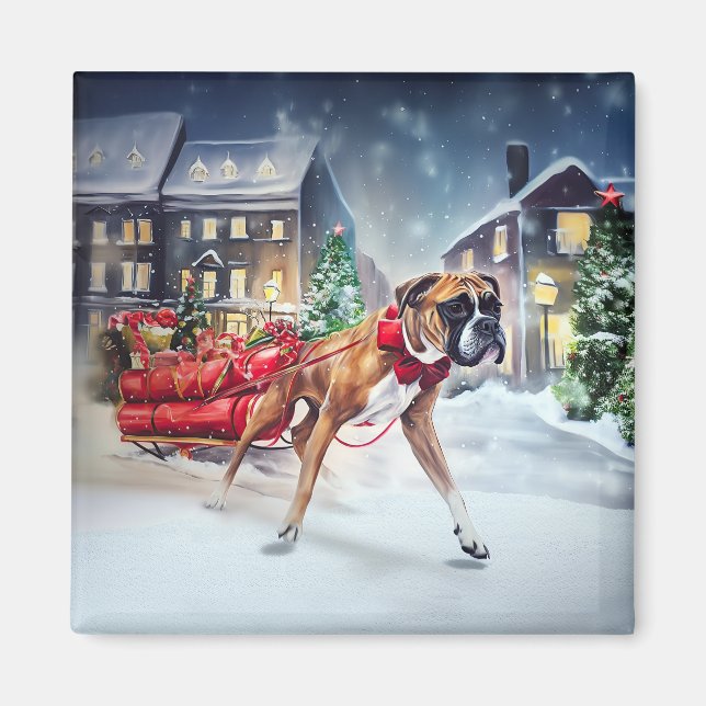 Boxer Christmas Festive Season Magnet (Front)