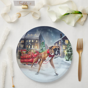 Boxer Christmas Festive Season Paper Plates