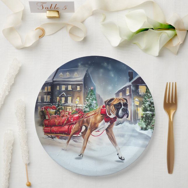 Boxer Christmas Festive Season Paper Plates (Wedding)