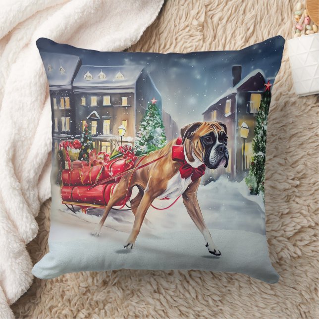 Boxer Christmas Festive Season Throw Pillow (Blanket)
