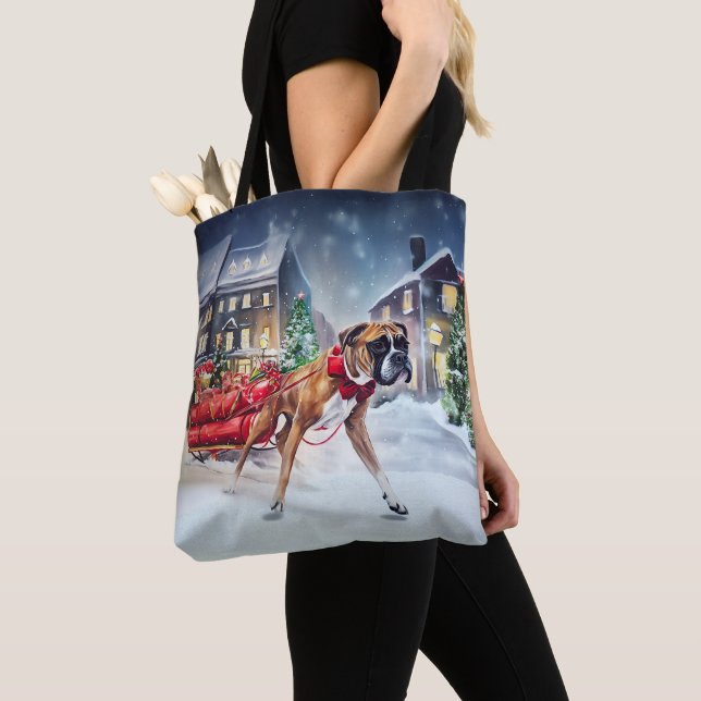 Boxer Christmas Festive Season Tote Bag (Close Up)