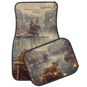 Boxer Christmas Festive Voyage Car Floor Mat