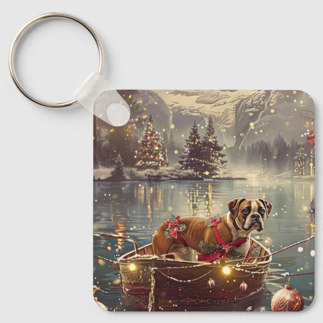 Boxer Christmas Festive Voyage Keychain (Front)