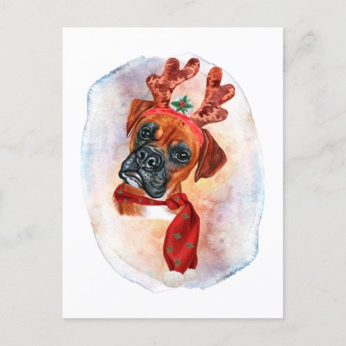 Boxer Christmas Gifts For Dogs Lovers Holiday Postcard