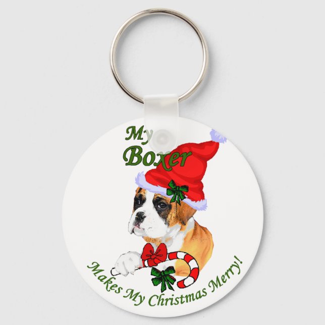 Boxer Christmas Gifts Keychain (Front)