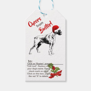 Boxer Christmas Holly Snowflake Personalize Gift Tags