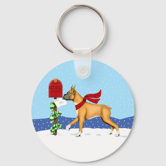 Boxer Christmas Mail Keychain (Front)