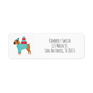 Boxer Christmas Return Address Label