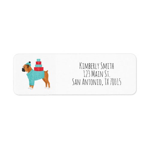Boxer Christmas Return Address Label