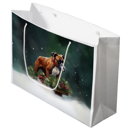 Boxer Christmas snow winter Large Gift Bag