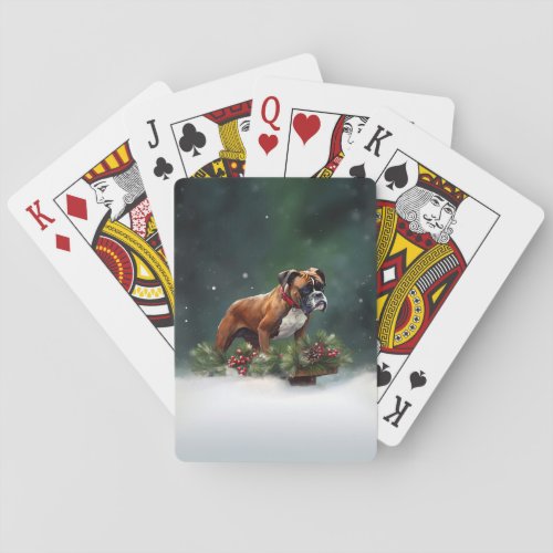 Boxer Christmas snow winter Poker Cards