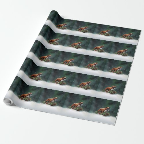 Boxer Christmas snow winter Wrapping Paper