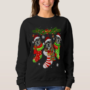 Boxer Christmas Socks Tree Light Xmas Santa Hat Sweatshirt