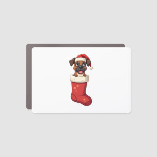Boxer Christmas Stocking Car Magnet