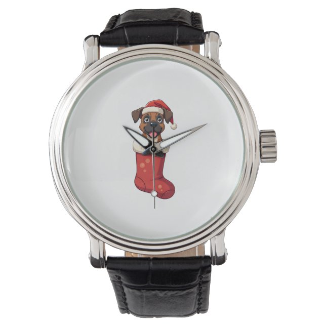 Boxer Christmas Stocking dog Watch (Front)