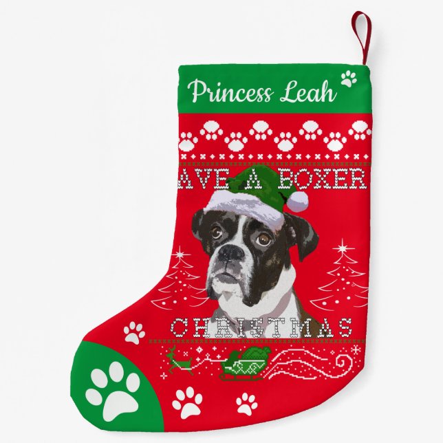 Boxer Christmas Stockings - Boxer Dog (Back)
