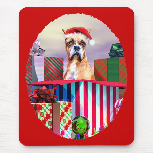 Boxer Christmas Surprise Mouse Pad (Front)
