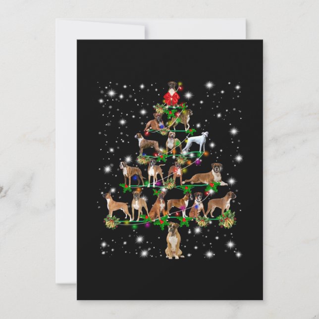 Boxer Christmas Tree Covered By Flashlight Thank You Card (Front)