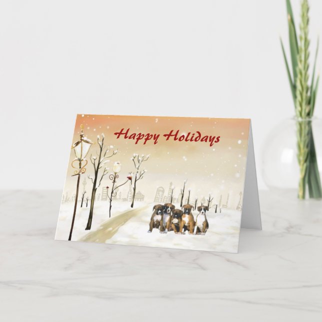 Boxer Christmas Urban Greeting Card (Front)