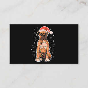 Boxer Christmas Wear Santa Hat Christmas Dog Fairy Business Card