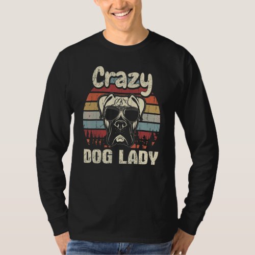 Boxer  Crazy Dog Lady Vintage Mothers Day Retro T_Shirt