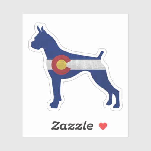 Boxer Cropped Ears Dog Silhouette Colorado Flag Sticker