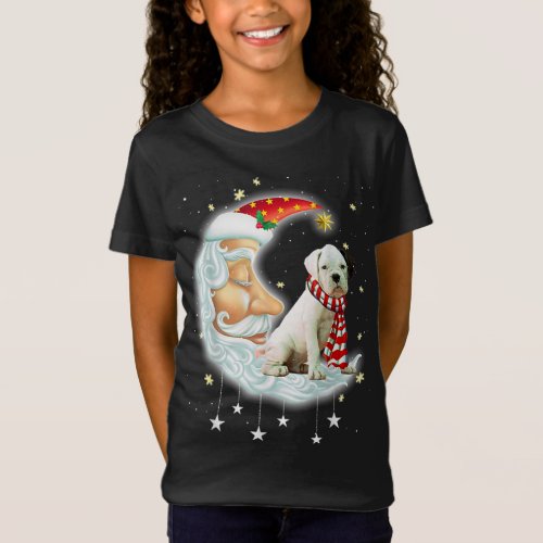 Boxer Cute Christmas Moon Santa Xmas Dog T_Shirt