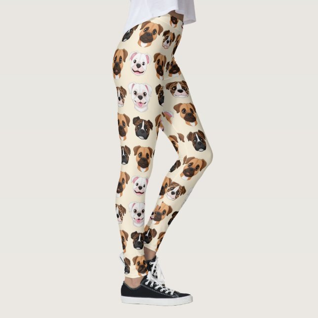 Boxer Cute Dog Lover Pattern Leggings (Right)