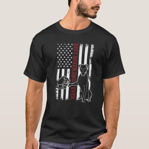 Boxer Dad Dog Boxer Dog Apparel American Flag For  T_Shirt