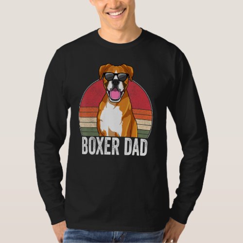 Boxer Dad Dog Boxer Dog Apparel Retro Sunset For M T_Shirt
