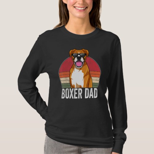 Boxer Dad Dog Boxer Dog Apparel Retro Sunset For M T_Shirt