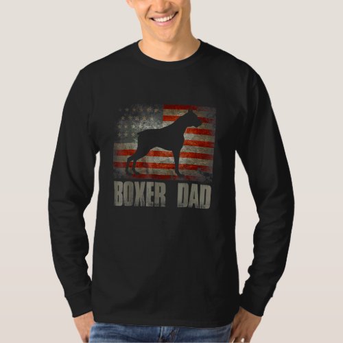 Boxer Dad Vintage American Flag Patriotic Boxer Do T_Shirt