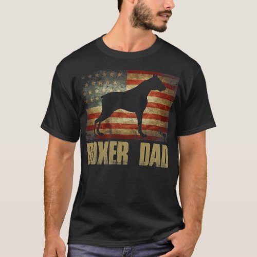 Boxer Dad Vintage American Flag Patriotic Boxer  T_Shirt