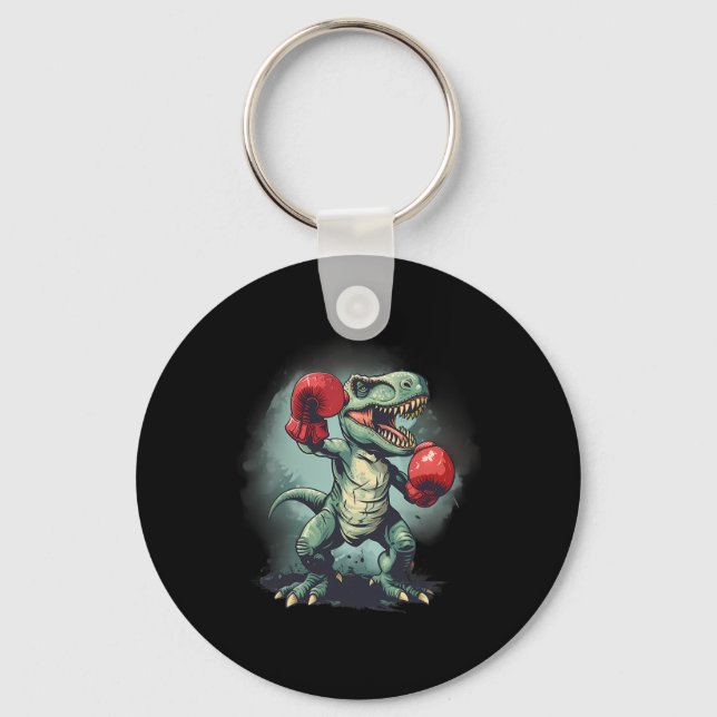 Boxer Dinosaur Boxing Dino Kickboxing T-rex Boxing Keychain (Front)