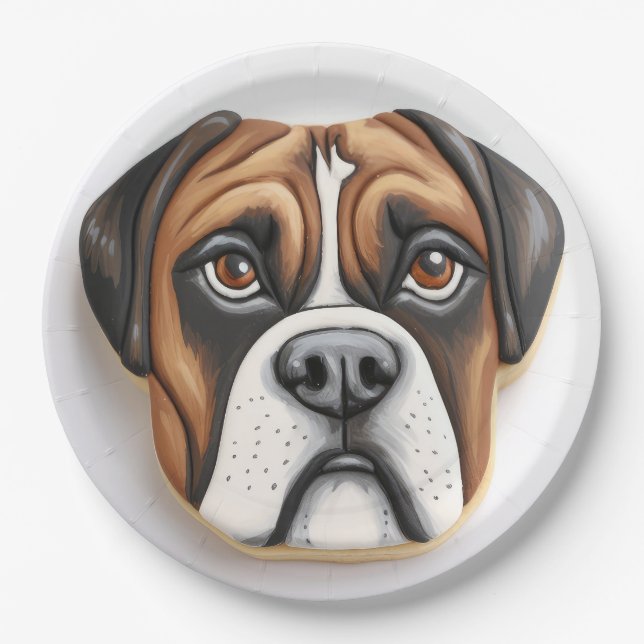 Boxer Dog 3D Inspired Paper Plates (Front)