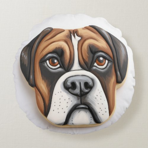 Boxer Dog 3D Inspired Round Pillow