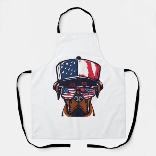 Boxer Dog 4th of July Apron