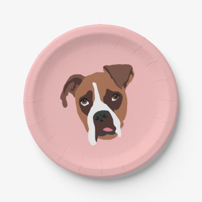 Boxer Dog 7" Paper Plates (Front)